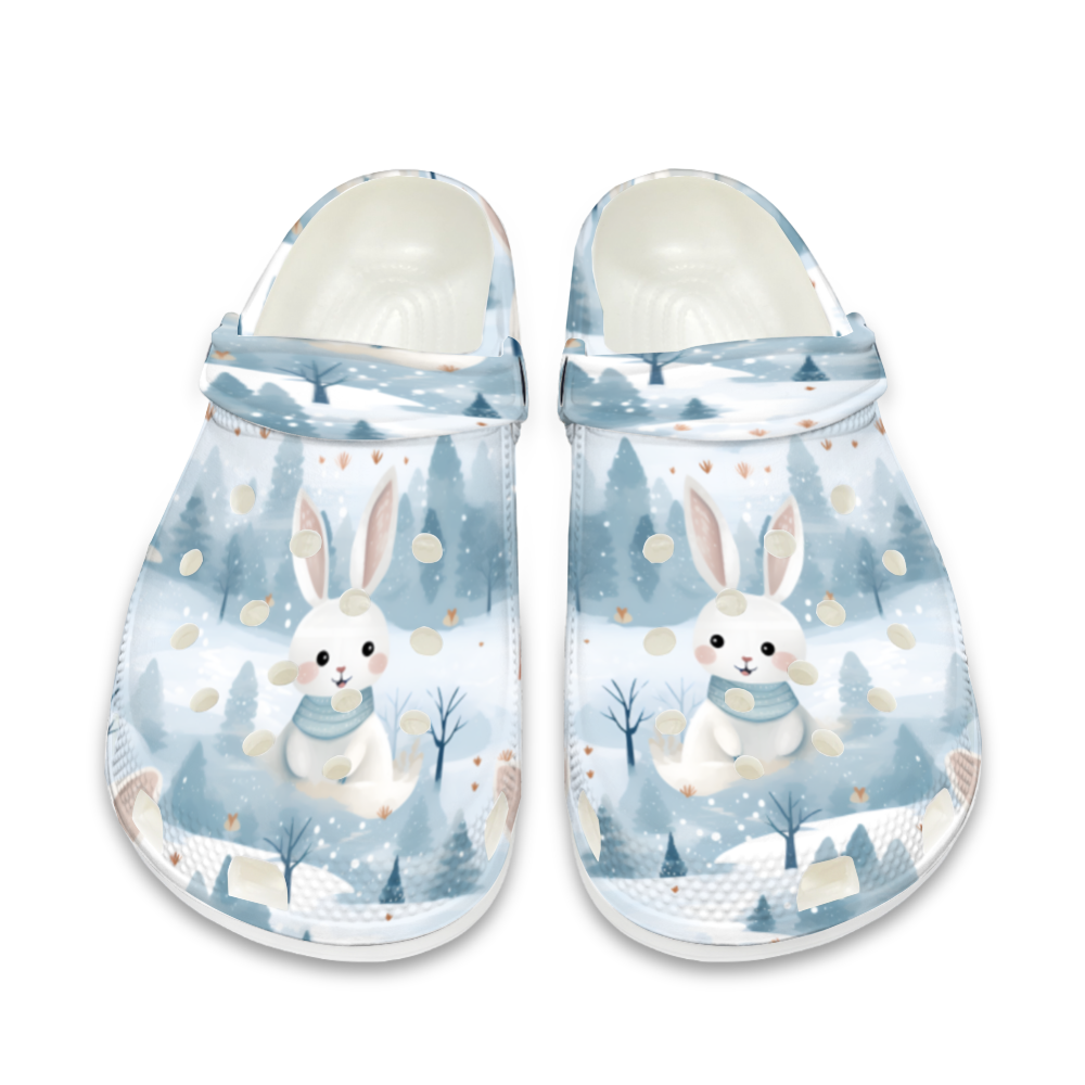 AnimalLover™ Snow Bunny Rabbit Outdoors Slippers Clogs *better than CROCS brand