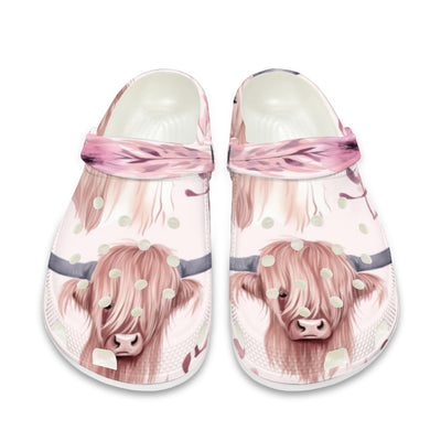 CowLover™ Outdoors Highland Cow Pink Slippers Clogs *better than CROCS brand