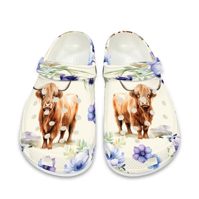 CowLover™ Outdoors Cow Purple Floral Slippers Clogs *better than CROCS brand
