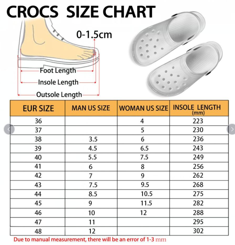 Crocs size in cm best sale