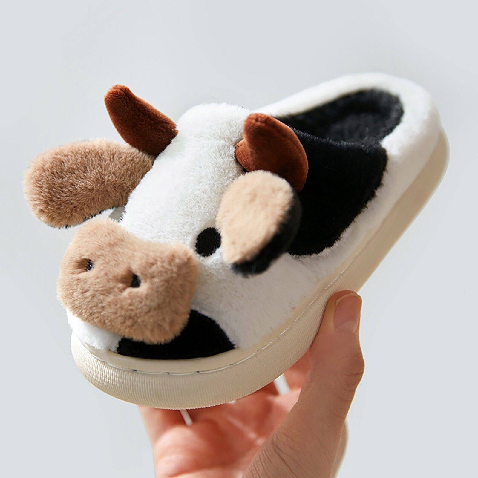 CowLover™ KIDS Friesian Cow Plush Slippers Black